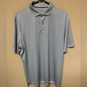johnnie-O Gray Geometric Micro-Pattern Polo, L